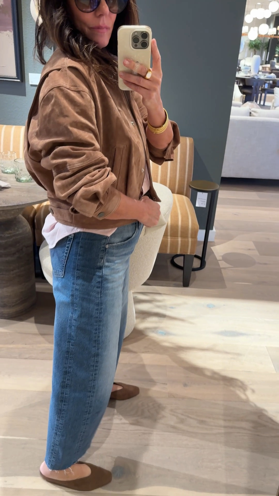 Can’t believe the price of this suede 100% jacket 
Wearing medium in jacket and small in the shirt

#LTKOver40 #LTKSaleAlert #LTKmomlife