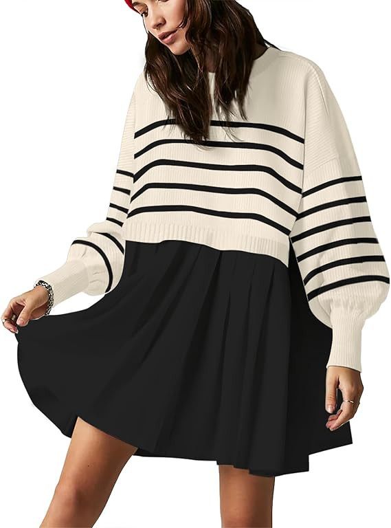 Womens Oversized Sweater Dress Spring Fall Trendy Long Sleeve Crewneck Pullover Tops Relaxed Fit ... | Amazon (US)