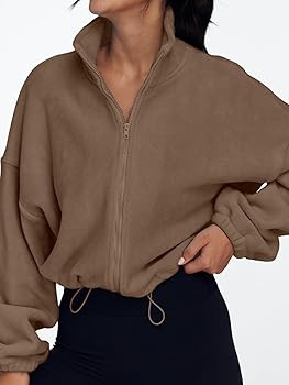 AUTOMET Womens Fleece Jackets Zip Up Oversized Sweatshirts Winter Clothes Long Sleeve Crop Sherpa... | Amazon (US)