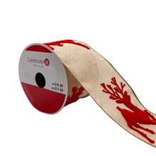 3.5'' x 9 ft. Faux Burlap Ribbon with Reindeer Terry Embroidery by Celebrate It® | Michaels Stores