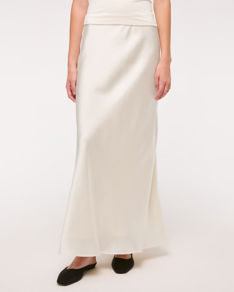 Mid Rise Satin Maxi Skirt | Abercrombie & Fitch (US)
