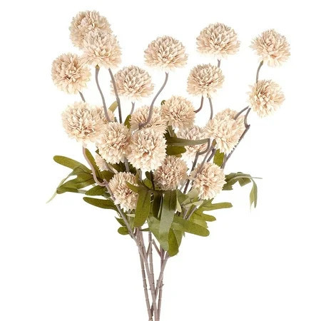 Faux Silk Mums Artificial Flowers,DIY Champagne Wedding Centerpieces Floral Arrangements Vase Fillers Home Decorations,Beige,5 Pcs | Walmart (US)
