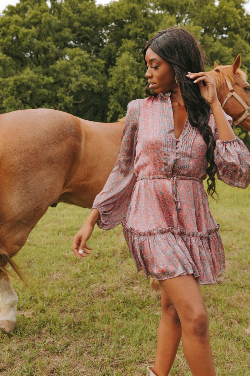 BuddyLove | Grace Long Sleeve Short Dress | Forget Me Not | BuddyLove