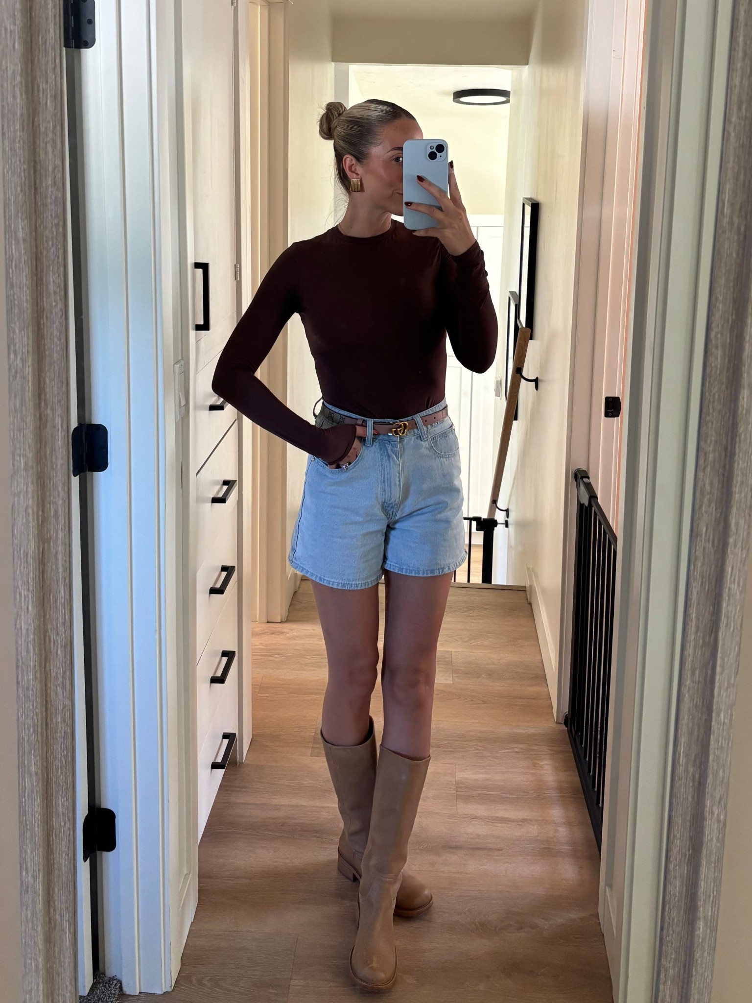 fall transition OOTD 9/23 
Top: small 
Shorts: TTS 
boots: TTS 


#LTKFallSale #LTKShoeCrush #LTKSeasonal