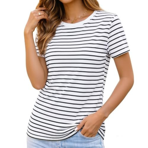 BJY Cotton Basic T Shirts for Women,Crew Neck Short Sleeve Summer Shirts(2XS-3XL, 20+ Color) | Amazon (US)