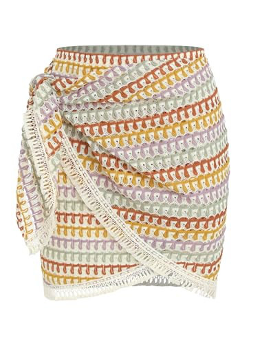 ZAFUL Mini Skirts for Women Side Slit Tie High Waist Stretchy Stripe Ruched Casual Short Skirt fo... | Amazon (US)