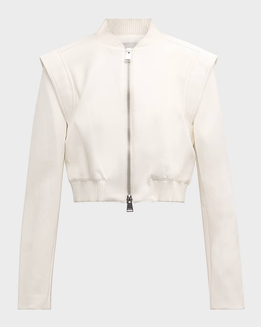 SIMKHAI Doreen Luxe Vegan Leather Bomber Jacket | Neiman Marcus