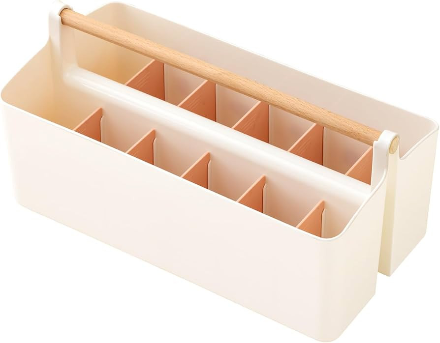 Vidifor Art Supply Organizers Caddy with Handle, Desk, Makeup Caddy and Tote (White+Pink, Large) | Amazon (US)