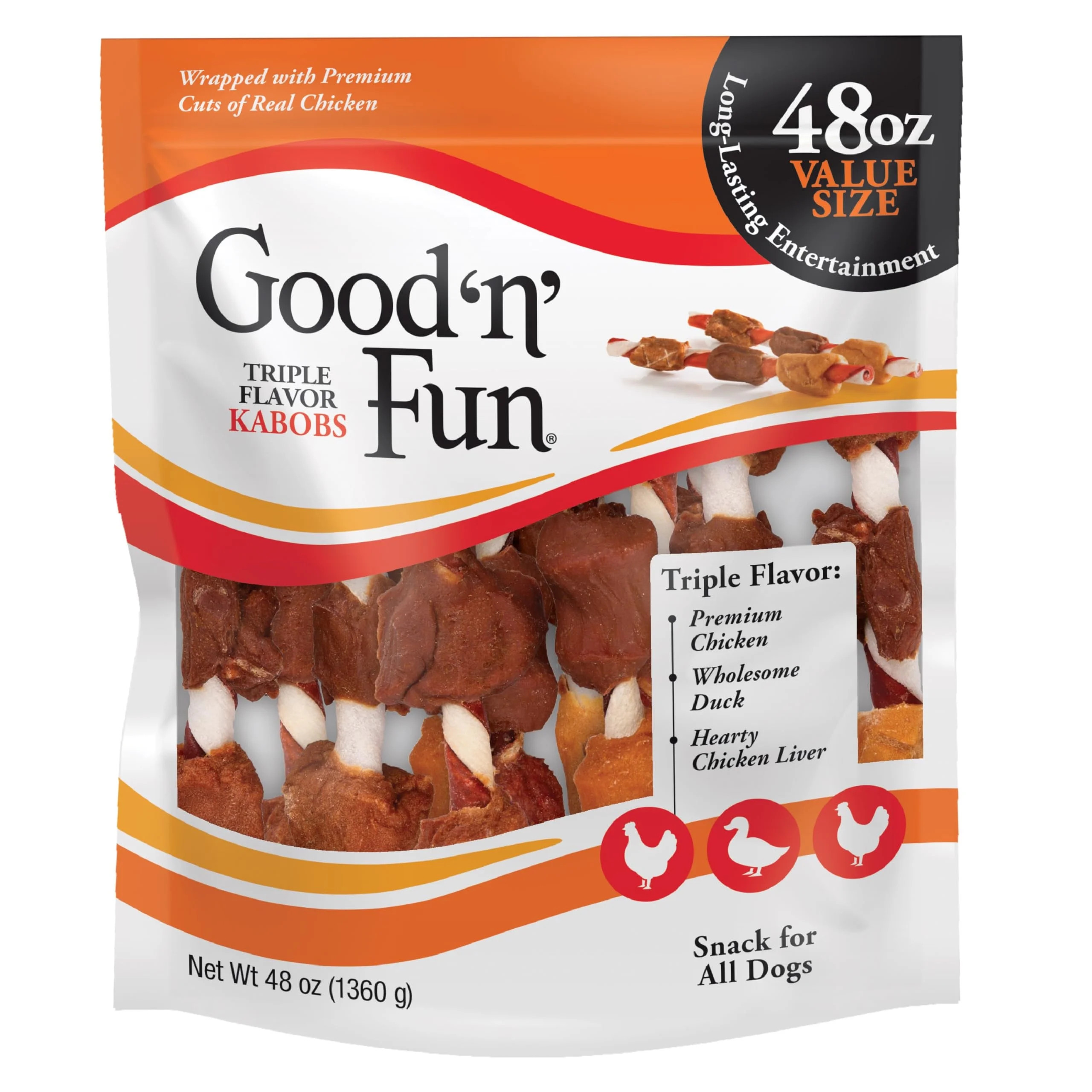 Good'N'Fun Triple Flavored Rawhide STF9&nbsp;Kabobs for Dogs, Treats for Dogs, 48 oz | Walmart (US)