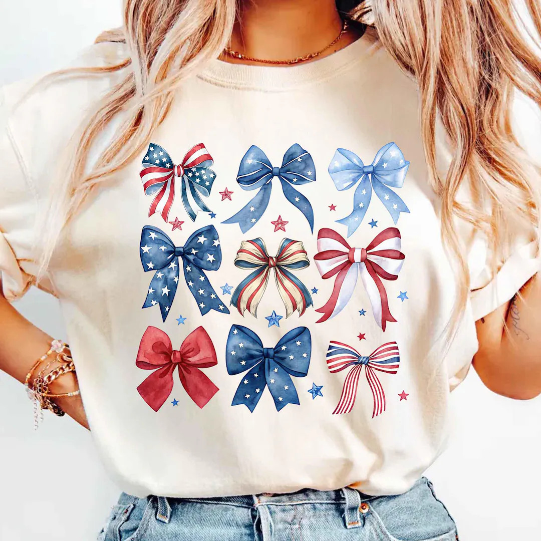 USA Bow Shirt Comfort Colors®, Coquette America Bow Shirt for July 4th, Memorial Day Shirt, USA ... | Etsy (US)