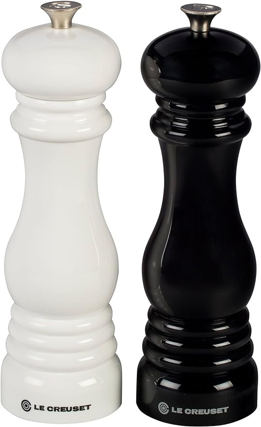 Le Creuset Salt and Pepper Mill Set, 8" x 2 1/2" each, Black & White | Amazon (US)