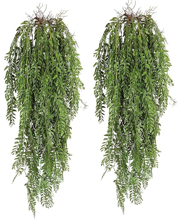 RECUTMS 2 Pcs 3.7Ft Hanging Fake Plants Faux Ferns Ivy Willow Vine Leaves Wall Greenery Artificia... | Amazon (US)
