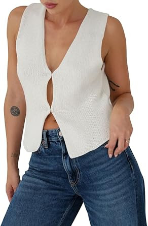 BZB Sweater Vest Women 2025 Summer Basic Tank Tops Crochet Knit Vests Sexy Sweater Sleeveless Ves... | Amazon (US)