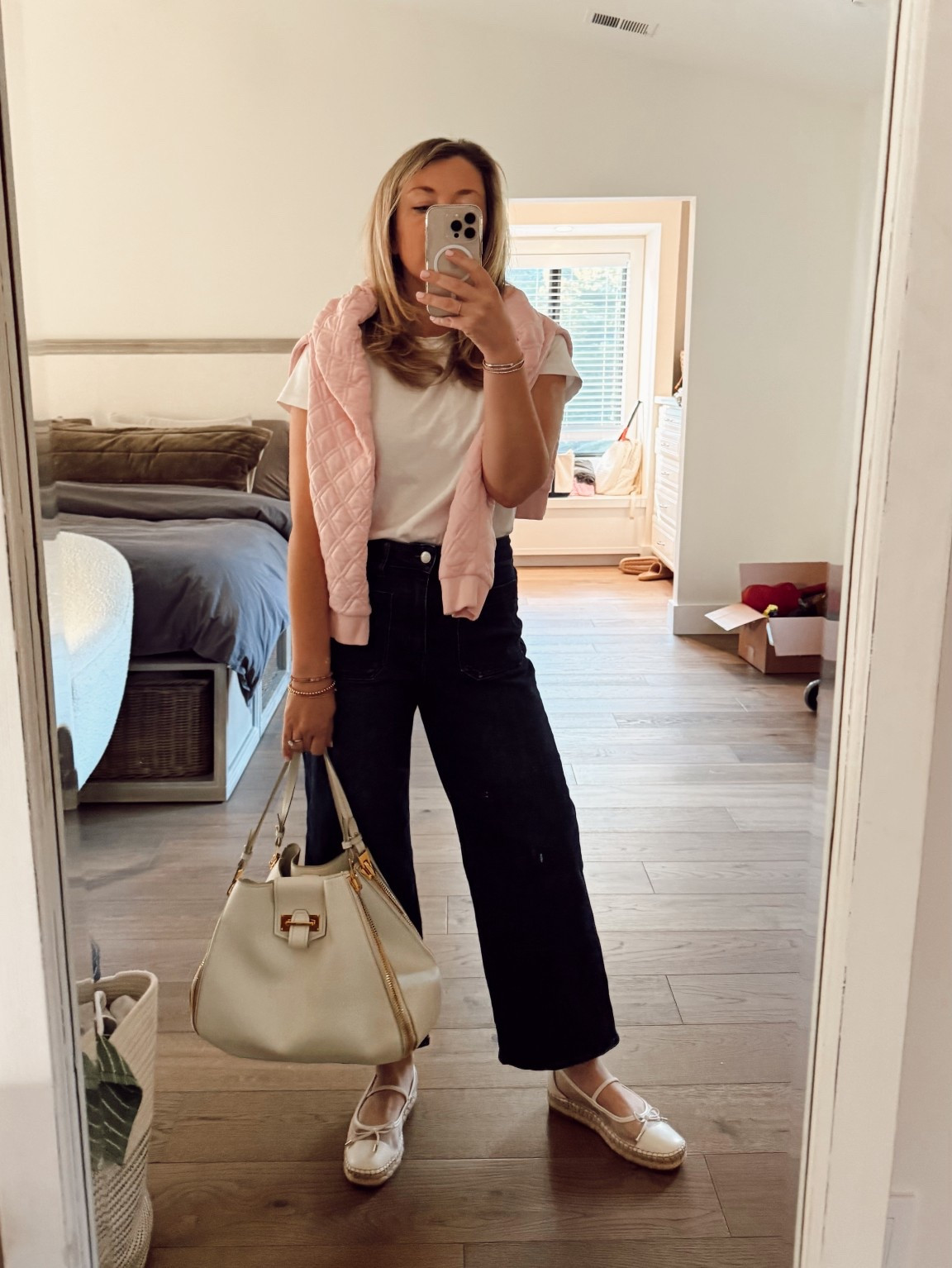 The @Tuckernuck sweatshirt I have in multiple colors. The @jcrew tee I swear by. The most comfortable jeans from @Quince  and my go to spring flat from Dolce Vita 

#LTKmomlife #LTKOver40 #LTKootd