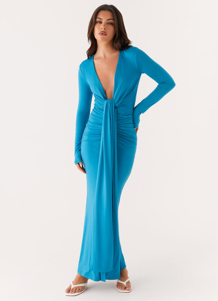Miesha Long Sleeve Maxi Dress - Blue | Peppermayo (Global)