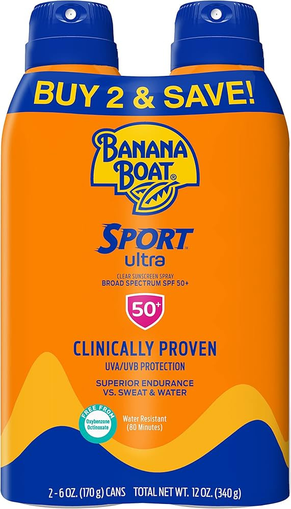 Banana Boat Sport Ultra SPF 50 Sunscreen Spray Twin Pack | Banana Boat Sunscreen Spray SPF 50, Sp... | Amazon (US)