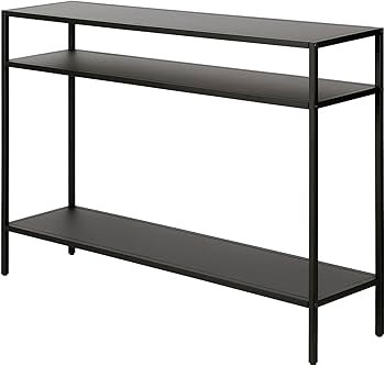 Henn&Hart 42" Wide Rectangular Console Table with Metal Shelves in Blackened Bronze, Entryway Tab... | Amazon (US)
