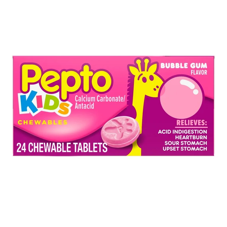 Pepto Bismol Kids Antacid Chewable Tablets, Upset Stomach Relief, Heartburn, 24 Count | Walmart (US)