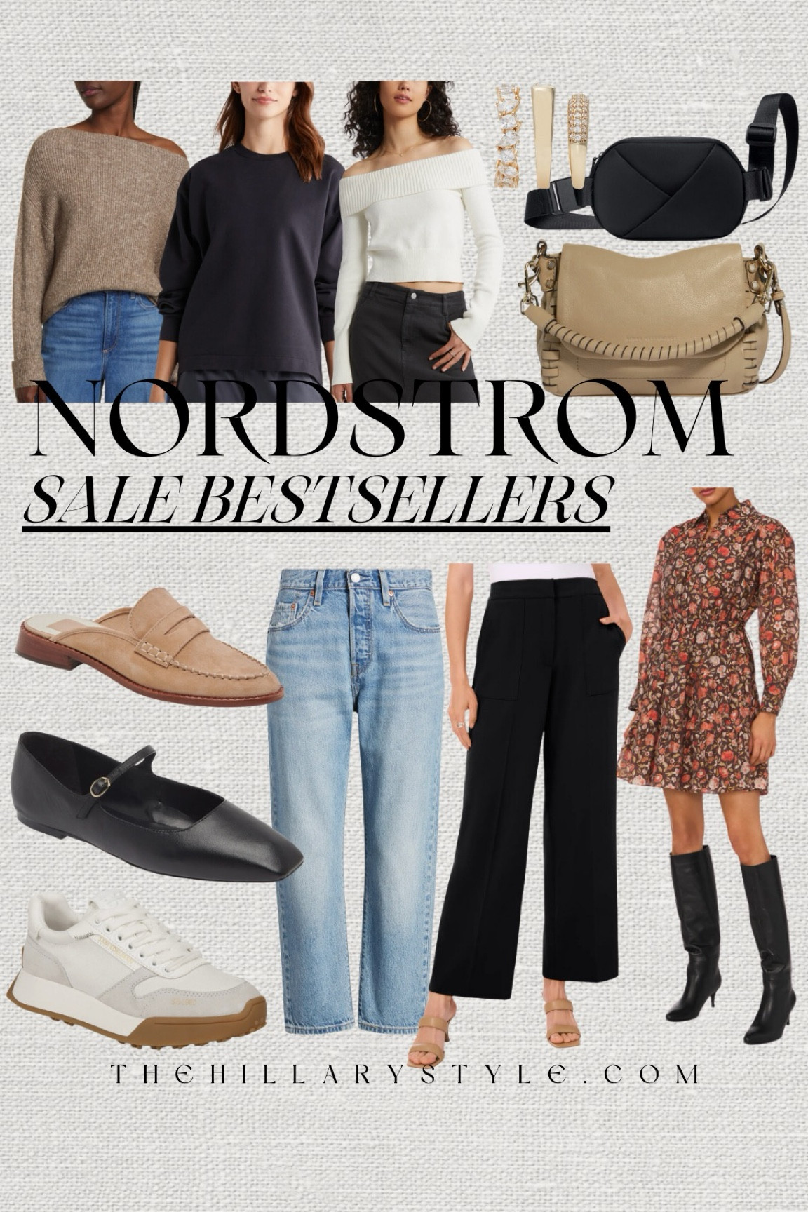 Nordstrom Sale Bestsellers: Fall wardrobe basics and staples on sale at Nordstrom. Floral dress, fall dress, black pants, denim jeans. Mary Jane flats, slip on mules, sneakers, one shoulder sweater, black sweatshirt, off the shoulder sweater, handbag, belt bag, ring set. 1.State, Levi’s, Halogen, Sam Edelman, Zella, Open Edit, BP., Nordstrom, Aimee Kestenberg, Lux and Nyx.

#LTKSaleAlert #LTKStyleTip #LTKFallSale