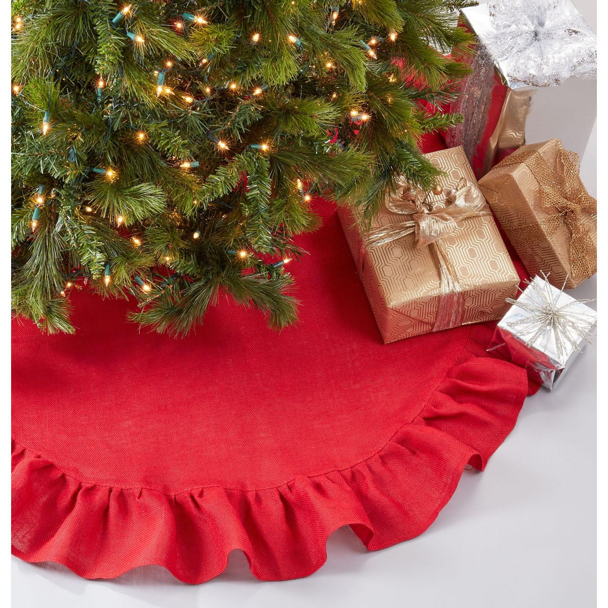 Saro Lifestyle Saro Lifestyle Jute Christmas Tree Skirt With Ruffled Design | Target