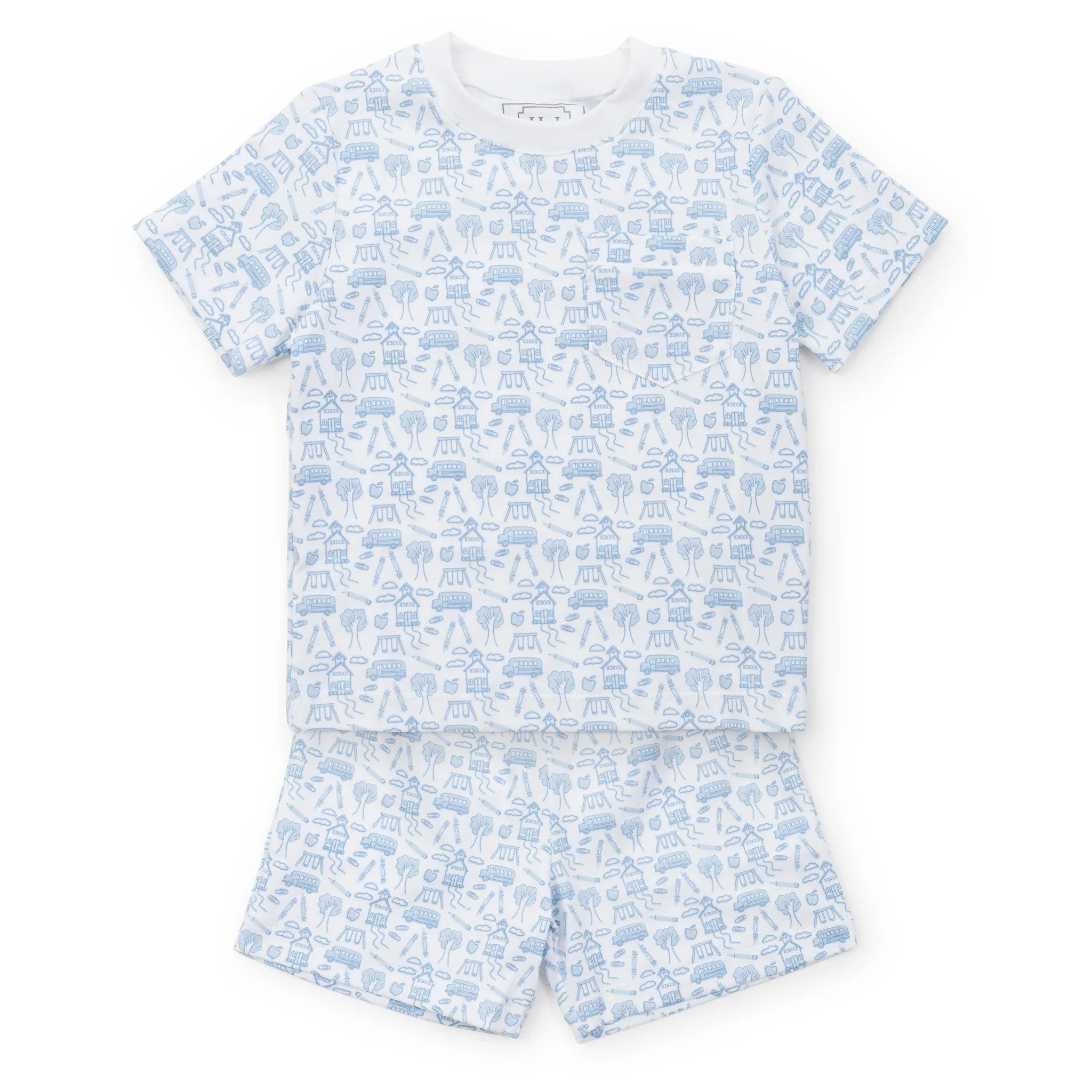 SALE Charles Boys' Short Set - School Days Blue | Lila and Hayes