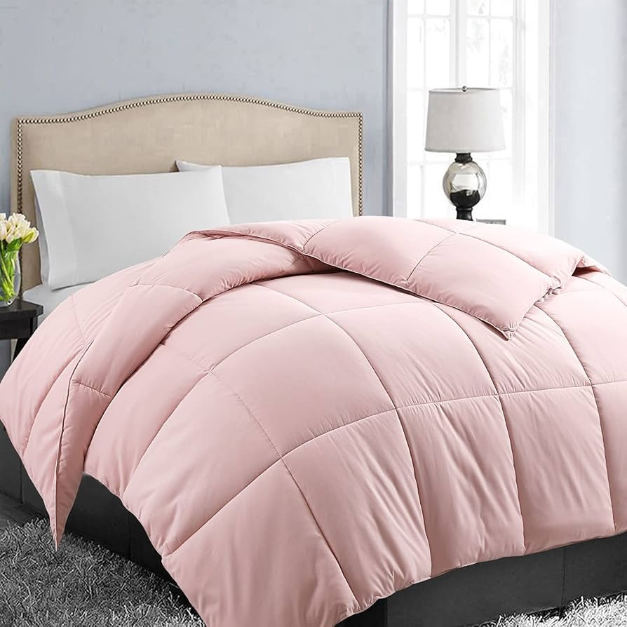 EASELAND Oversized King Down Alternative Comforter, Pink, 98x116     Quilted Duvet Insert for All... | Amazon (US)
