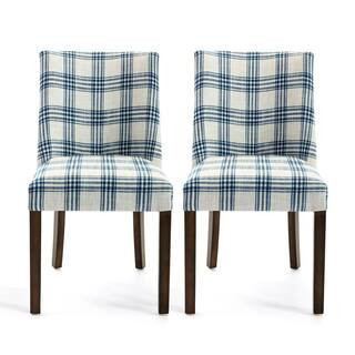 Noble House Harrison Dark Blue and Light Beige and Brown Side Chair (Set of 2) 105330 - The Home ... | The Home Depot