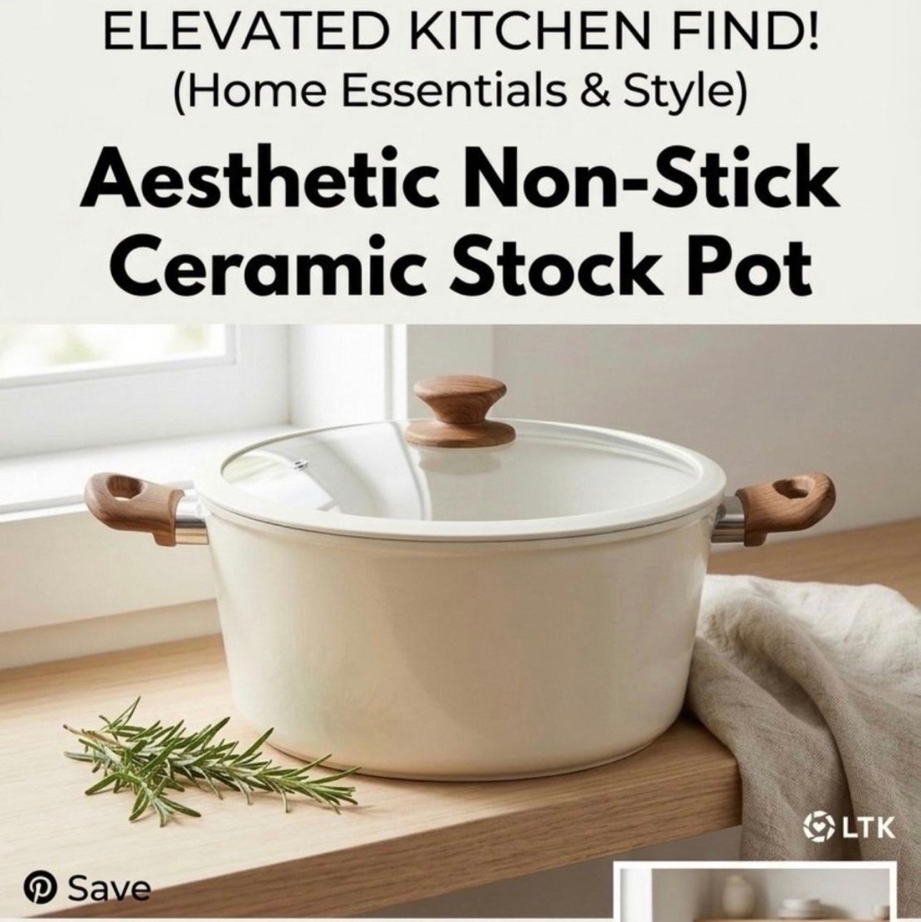 Elevated kitchen essentials on a budget. 👩‍🍳 This cream ceramic stock pot with the wood-effect handles is the perfect blend of functional and aesthetic. It looks so high-end sitting on the stove! Neutral lovers, this one is for you. #KitchenFinds #HomeDecor #NeutralAesthetic