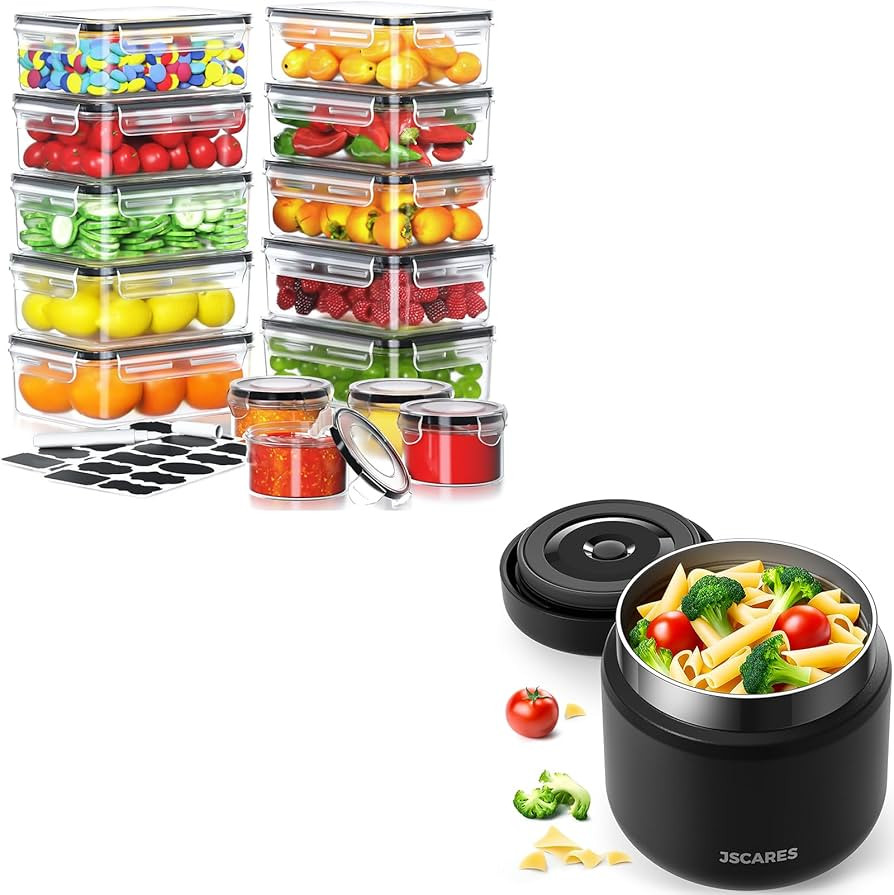 12oz Soup Thermo for Hot Food Insulated Thermal Lunch Container + 28 Pcs Airtight Food Storage Co... | Amazon (US)