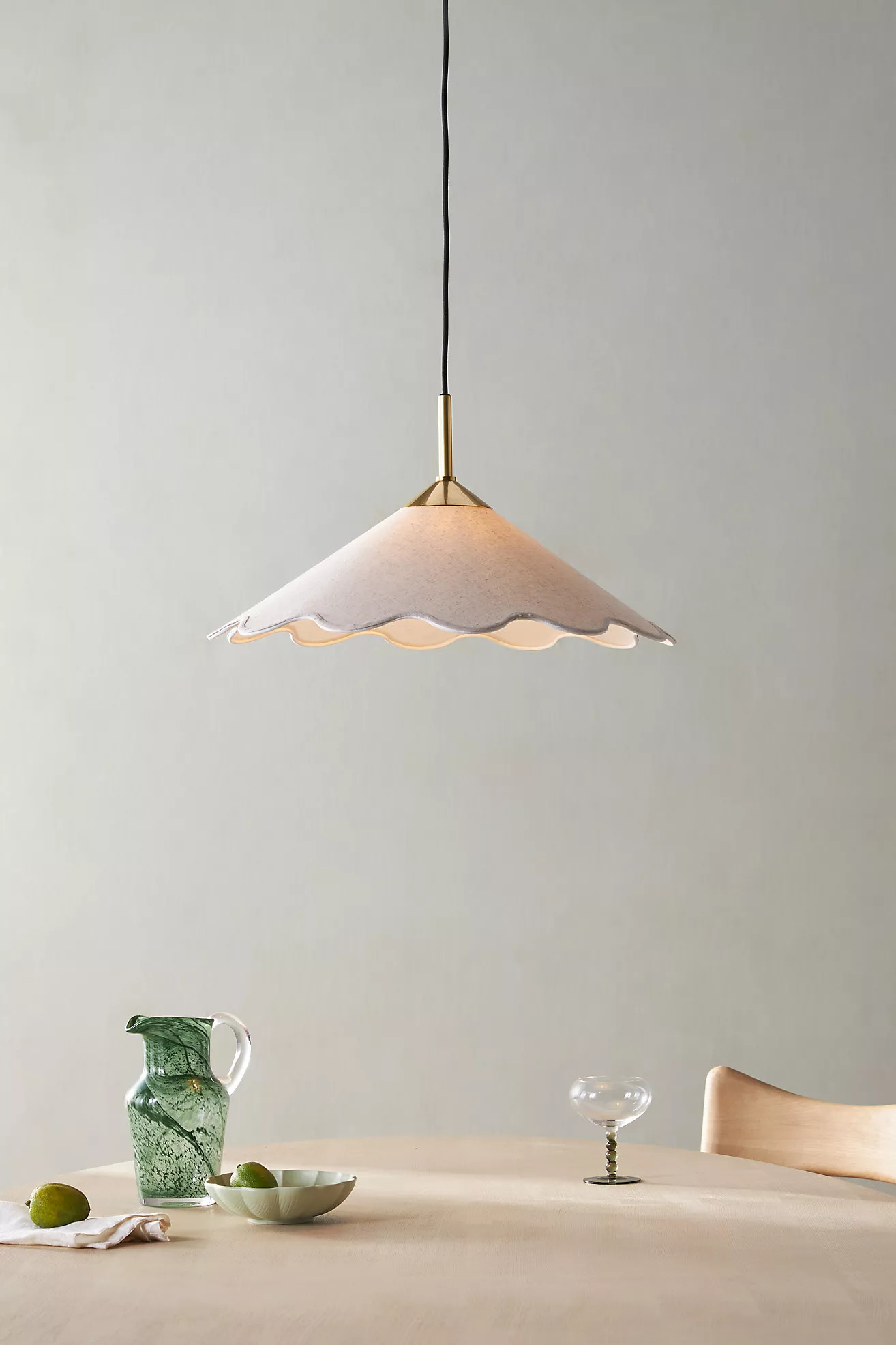 Mitzi Sodsai Scalloped Fabric Shade Pendant | Anthropologie (US)