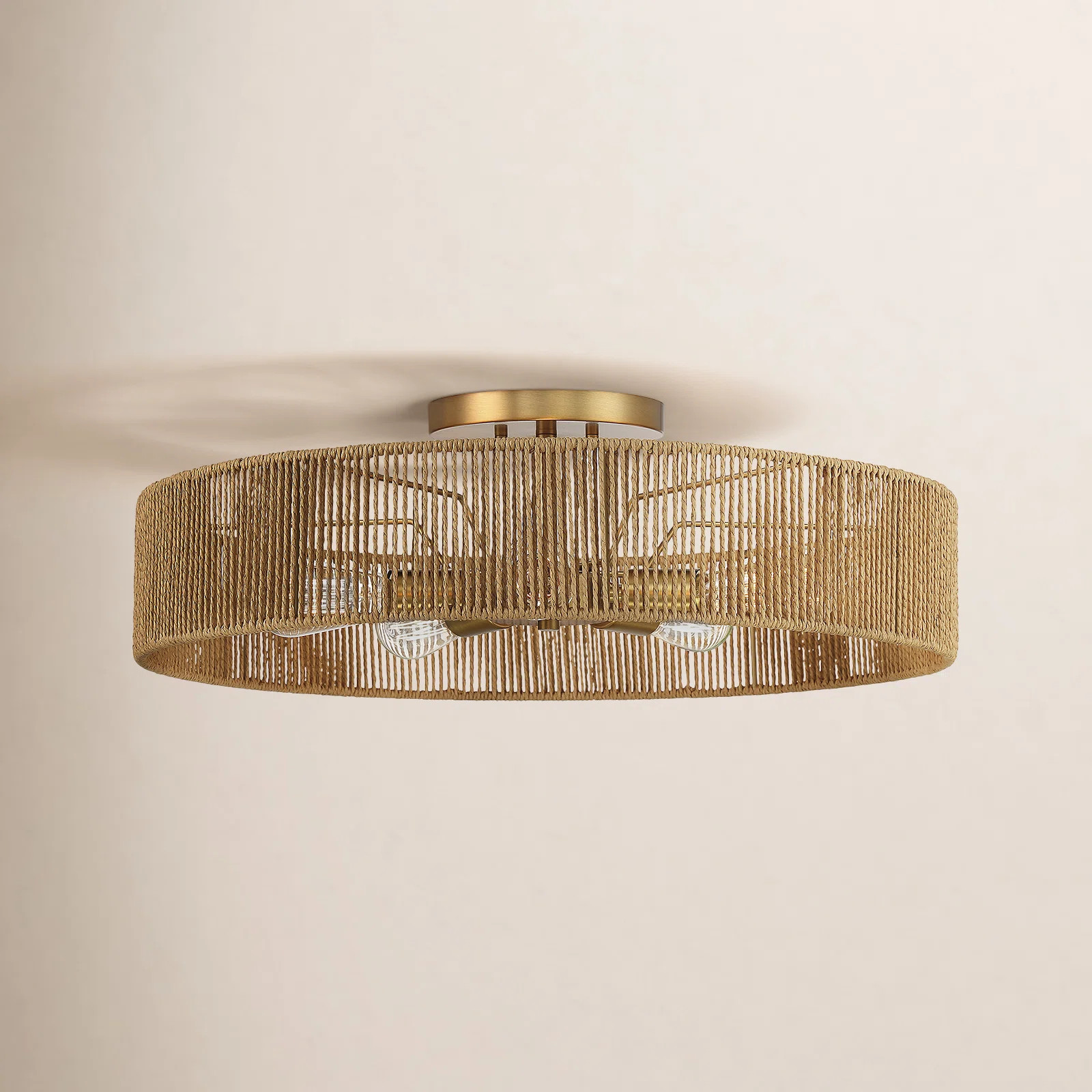 Julep 5 - Light Ceiling Light in Warm Brass and Rope | Wayfair North America