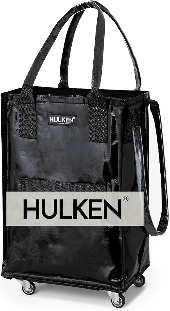 HULKEN (Small, Black) Reusable Grocery Bag On Wheels, Shopping Trolley, Rolling Tote, Zipper Clos... | Amazon (US)