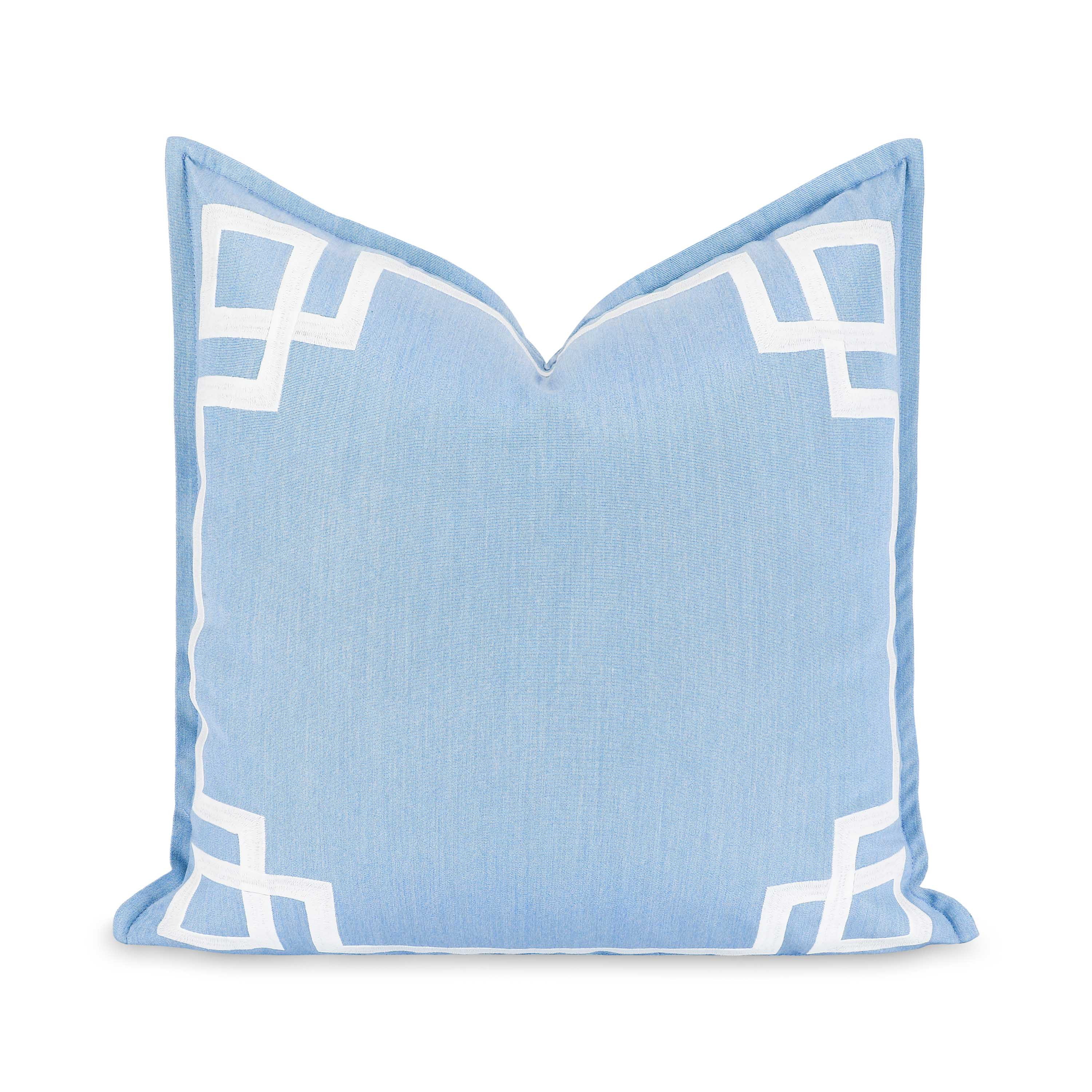 Athora, Outdoor Performance Azure Blue Waterproof Pillow Cover, with Flanged Border, 20 | Hofdeco