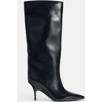 Zara - Kitten Heel Knee-High Boots In Black - 6 - Woman | Zara UK