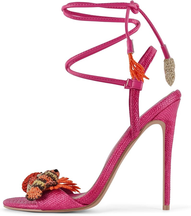 richealnini Lace Ankle Strappy Stiletto Heels for Women with Cute Animal Ornamented | Amazon (US)
