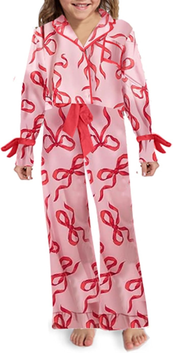 Mommy and Me Christmas Pj Set 2 Piece Outfit Cute Graphic Shirt Pants with Bows Pajamas for Women... | Amazon (US)