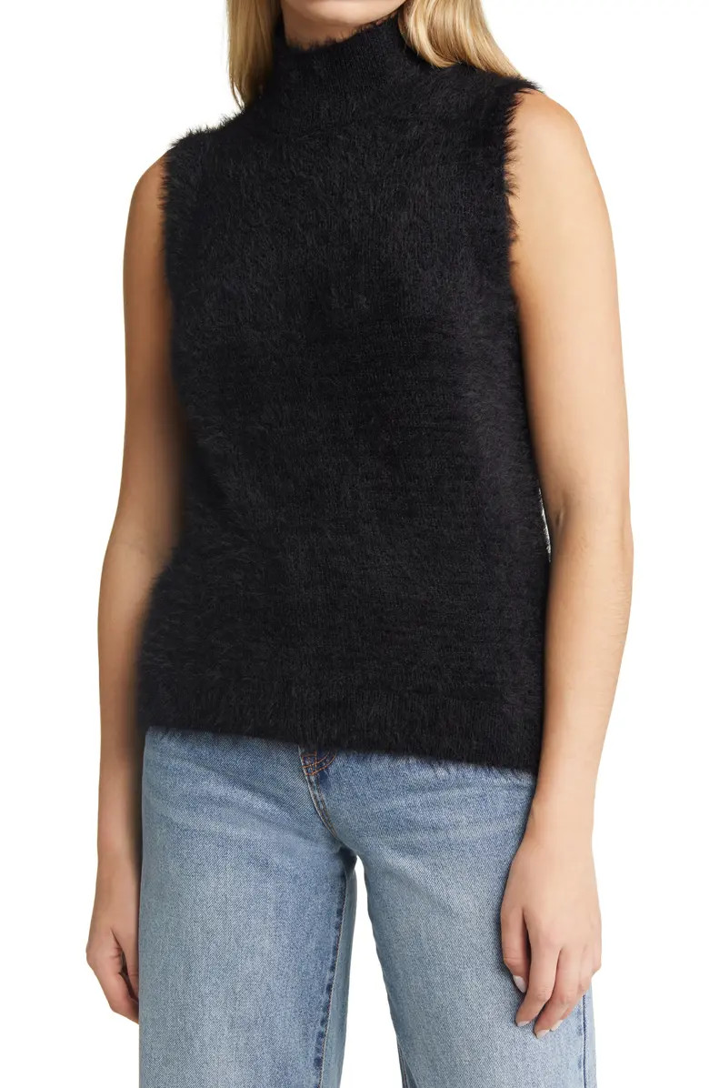 Halogen® Fuzzy Mock Neck Sweater Tank | Nordstrom | Nordstrom