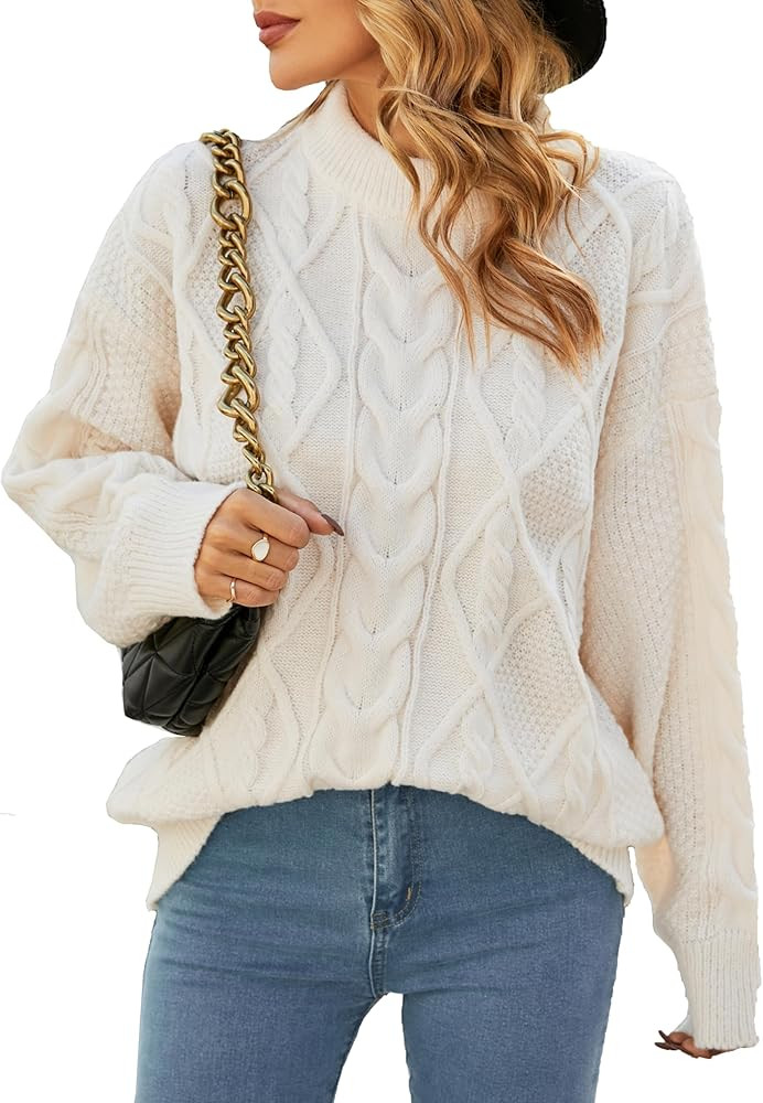 Unves Women's 2024 Fall Winter Long Sleeve Crewneck Solid Comfy Knit Warm Pullover Sweaters Top | Amazon (US)