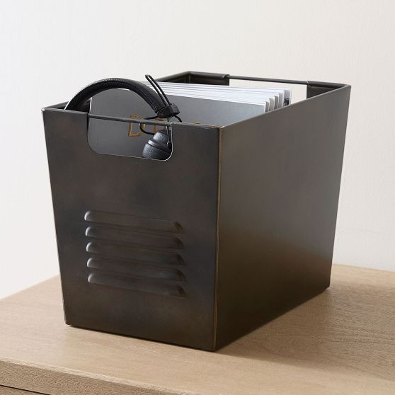 Black Metal Locker Storage Bin | Pottery Barn Teen