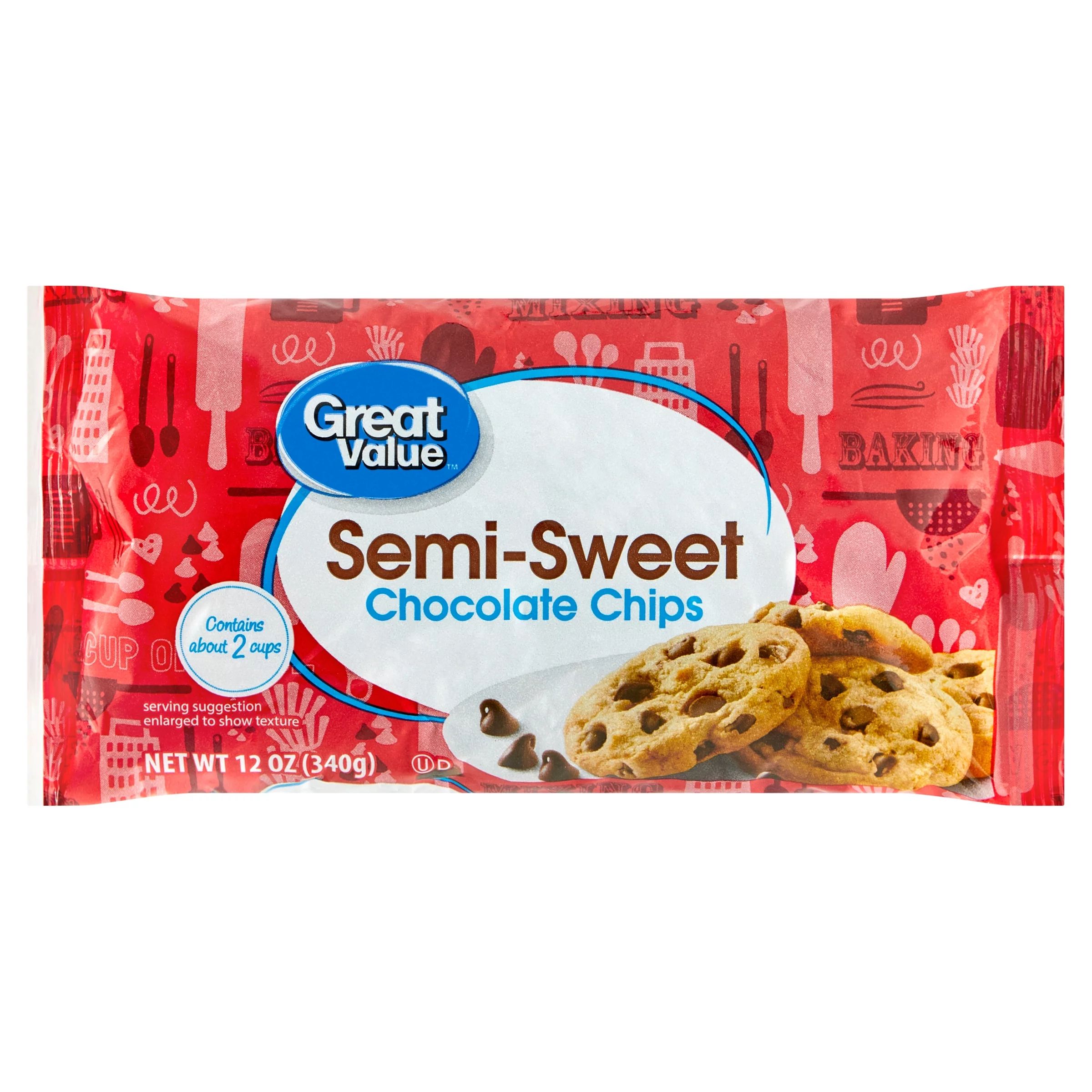 Great Value Semi-Sweet Chocolate Baking Chips, 12 oz Bag | Walmart (US)