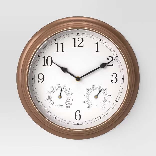 Indoor/Outdoor Metal Clock Brushed Copper - Smith & Hawken™ | Target