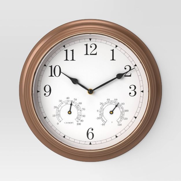 Indoor/Outdoor Metal Clock Brushed Copper - Smith & Hawken™ | Target