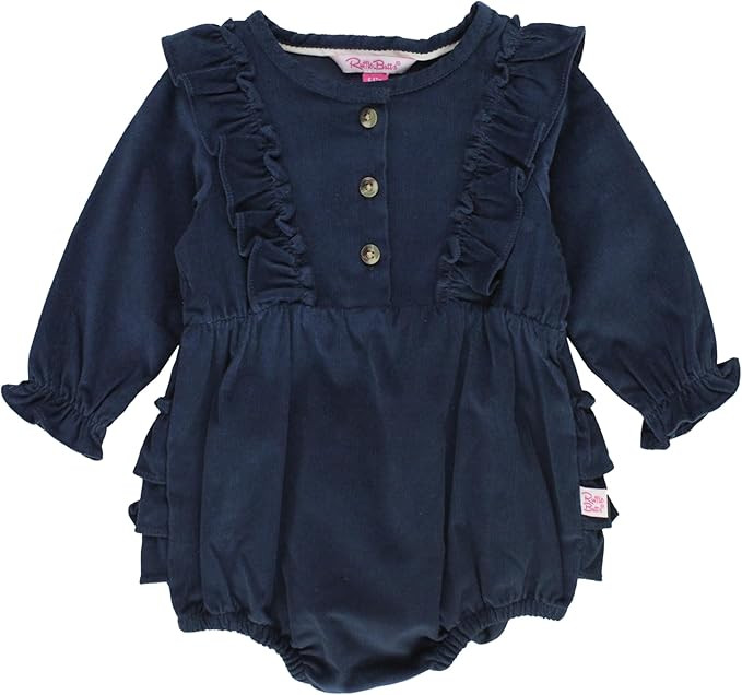 RuffleButts Dark Navy Stretch Corduroy Waterfall Bubble Romper - 6-12m | Amazon (US)