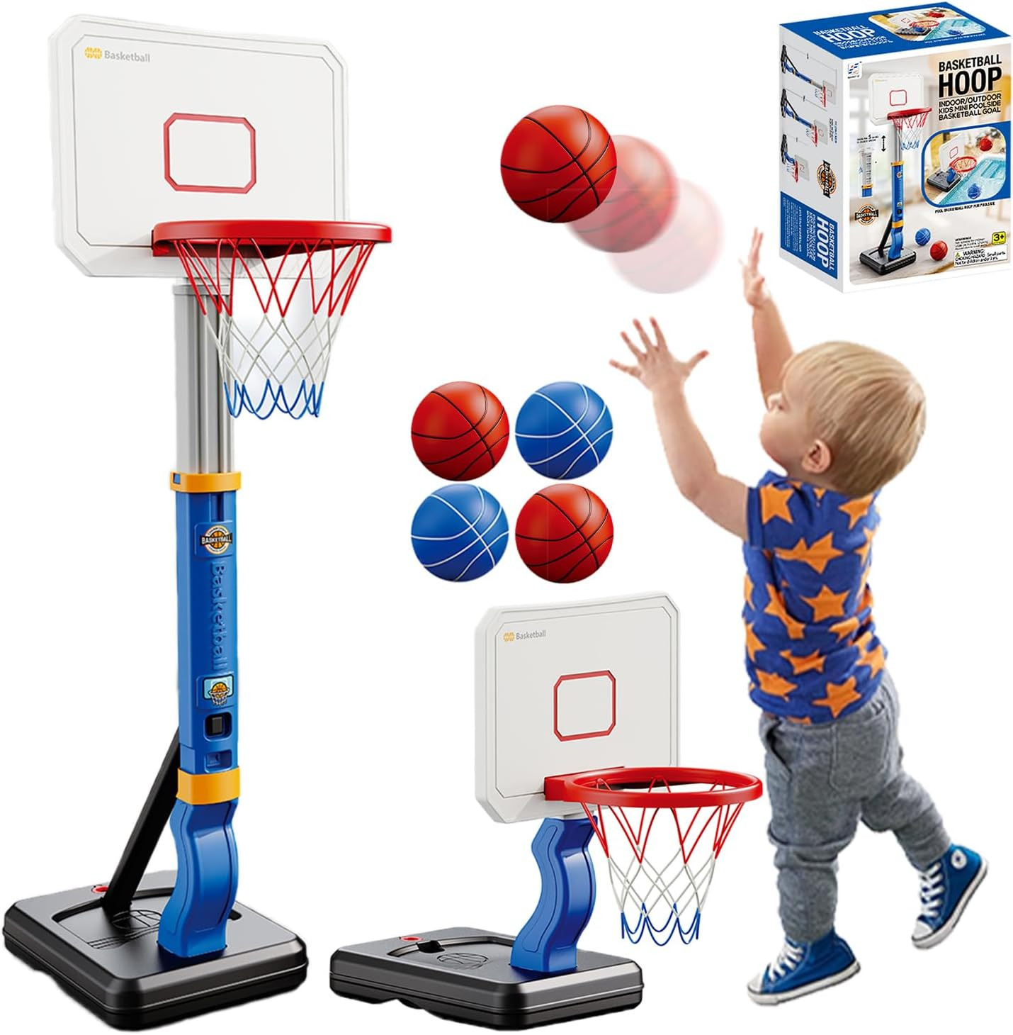 Basketball Hoop for Kids, Toddler Basketball Hoop with Stand and 4 Basketballs,Indoor Outdoor Backyard Sport Game Gifts for 3 4 5 6 7 8,Outdoor Indoor Game Birthday Gift for Toddler | Amazon (UK)