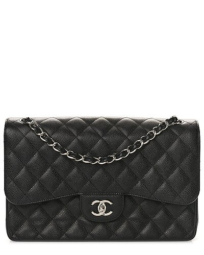 Black Caviar Leather Classic Double Flap SHW Medium (Authentic Pre-Loved) | Gilt & Gilt City