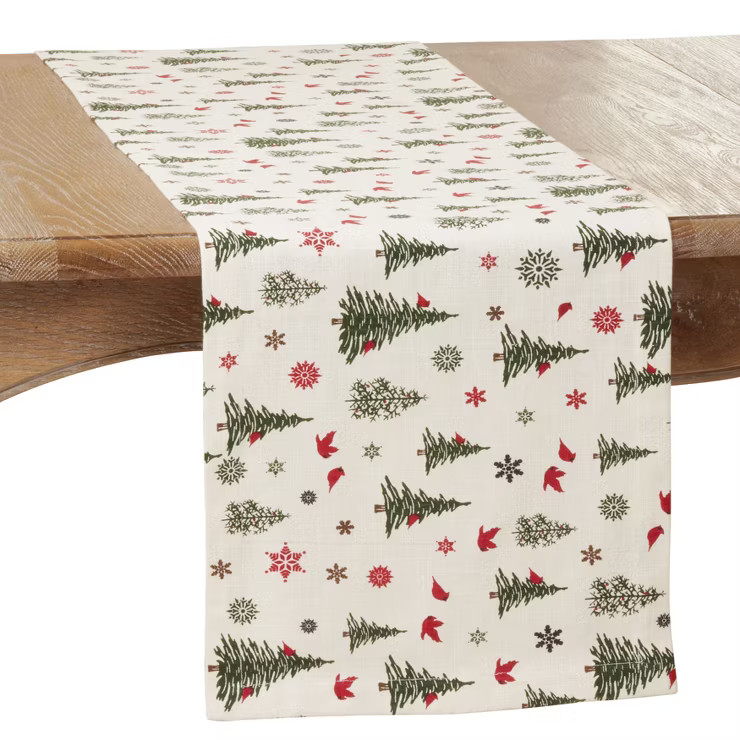 Saro Lifestyle Christmas Tree Runner, Ivory, 14" x 72" | Target