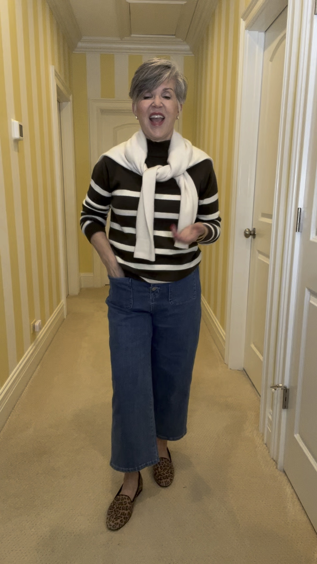 This one’s for you if you love affordably priced gorgeous cashmere. Really cute @quince Mongolian cashmere sweater worn here as a “scarf” over the cutest @amazonfashion striped sweater, cozy @amazonfashion lockout cropped jeans, and leopard 🐆 flats. Perfect casual chic look you need in your everyday wardrobe!

#LTKOver40 #LTKShoeCrush #LTKFindsUnder50