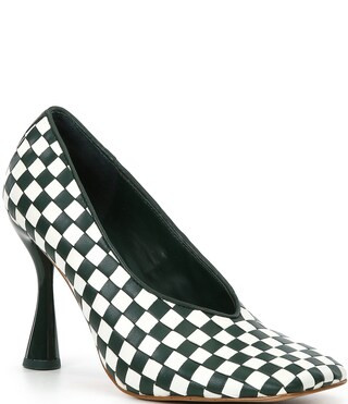 Colton Checkered Exaggerated Square Toe Pumps | Dillard's