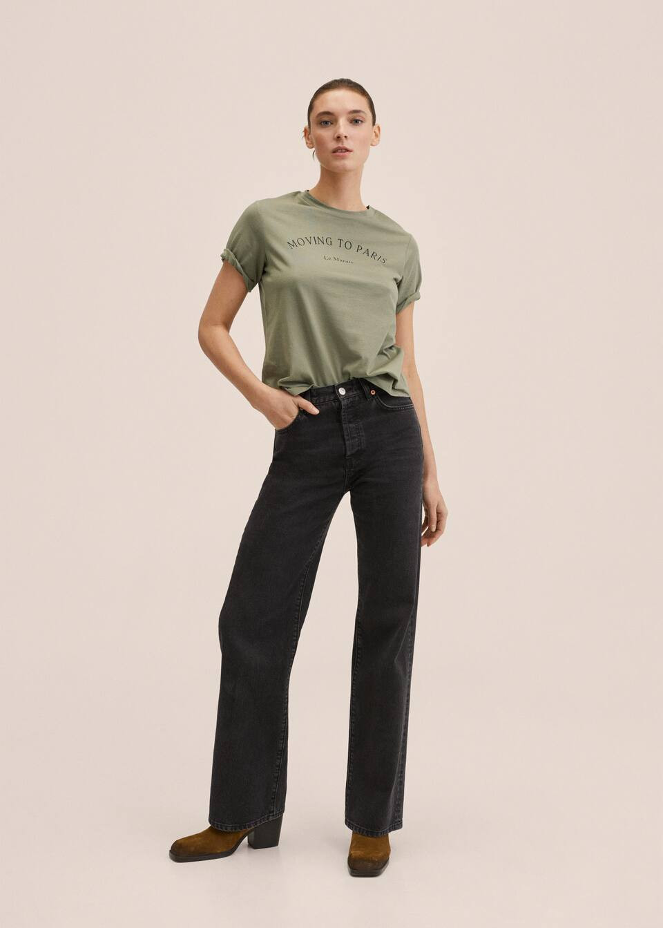 Printed cotton-blend T-shirt | MANGO (US)