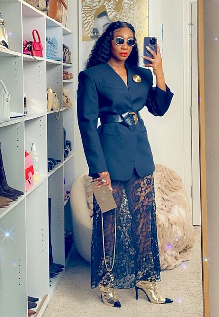 Obsessed with this lace skirt and could hardly wait to wear it. Styling it with a long line structured blazer, belted and paired with gold accessories.


#LTKSeasonal #LTKover40 #LTKstyletip